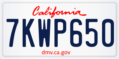CA license plate 7KWP650