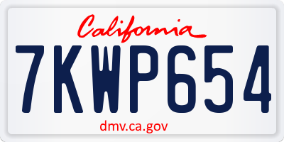 CA license plate 7KWP654
