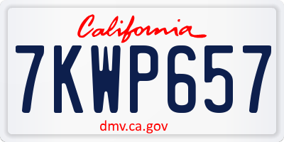 CA license plate 7KWP657