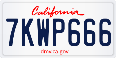 CA license plate 7KWP666
