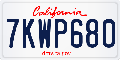 CA license plate 7KWP680
