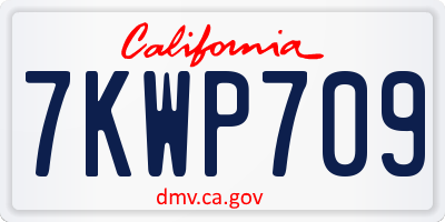 CA license plate 7KWP709