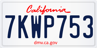 CA license plate 7KWP753