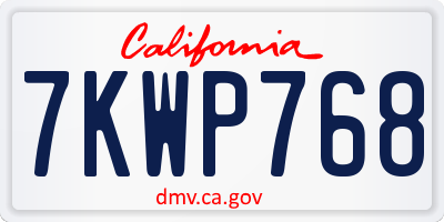 CA license plate 7KWP768
