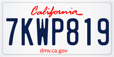 CA license plate 7KWP819