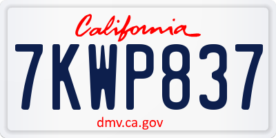 CA license plate 7KWP837