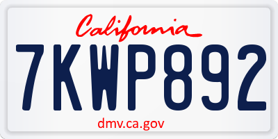 CA license plate 7KWP892