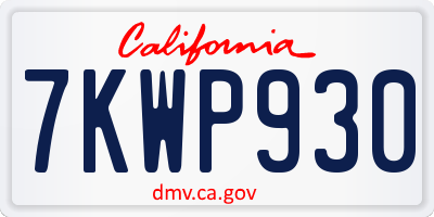 CA license plate 7KWP930