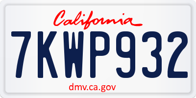 CA license plate 7KWP932
