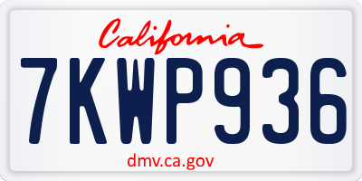 CA license plate 7KWP936