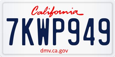 CA license plate 7KWP949