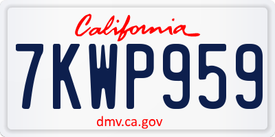 CA license plate 7KWP959