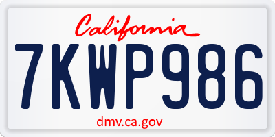 CA license plate 7KWP986