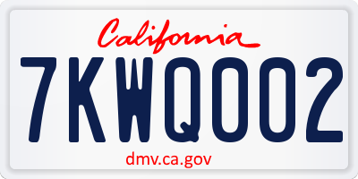 CA license plate 7KWQ002