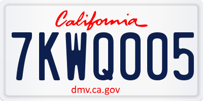 CA license plate 7KWQ005