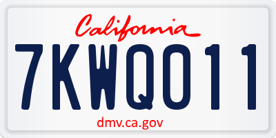 CA license plate 7KWQ011