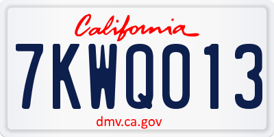 CA license plate 7KWQ013