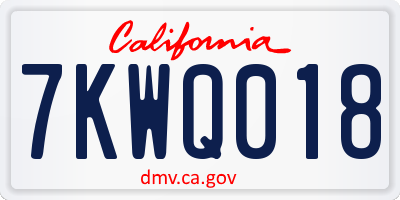 CA license plate 7KWQ018