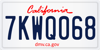 CA license plate 7KWQ068