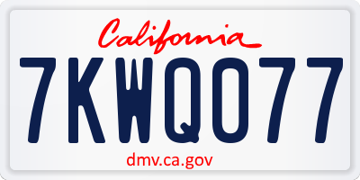CA license plate 7KWQ077