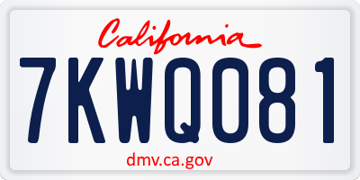 CA license plate 7KWQ081