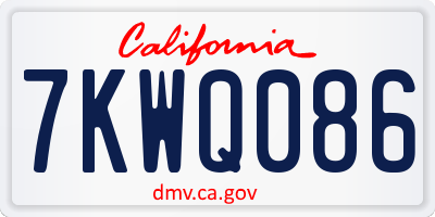 CA license plate 7KWQ086