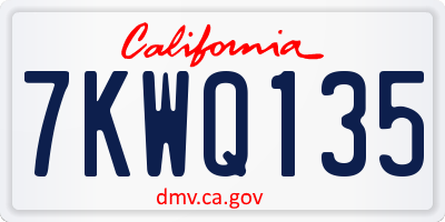 CA license plate 7KWQ135
