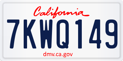 CA license plate 7KWQ149