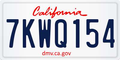 CA license plate 7KWQ154