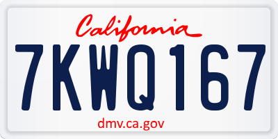 CA license plate 7KWQ167