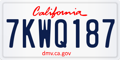CA license plate 7KWQ187