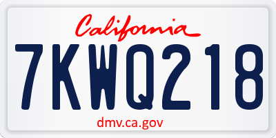 CA license plate 7KWQ218