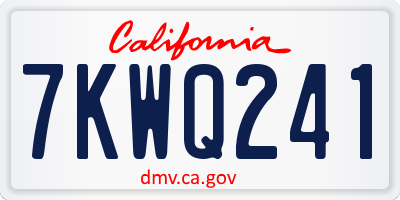 CA license plate 7KWQ241