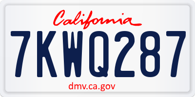 CA license plate 7KWQ287