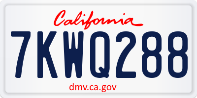 CA license plate 7KWQ288