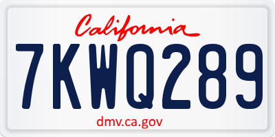 CA license plate 7KWQ289