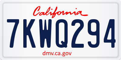CA license plate 7KWQ294