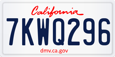 CA license plate 7KWQ296