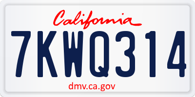 CA license plate 7KWQ314