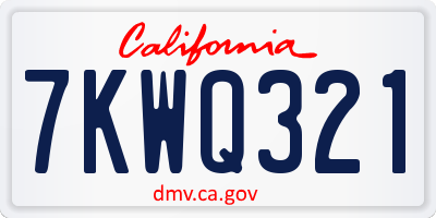 CA license plate 7KWQ321
