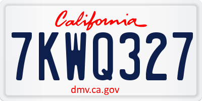CA license plate 7KWQ327