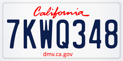 CA license plate 7KWQ348