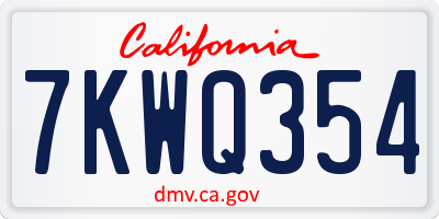 CA license plate 7KWQ354