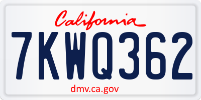 CA license plate 7KWQ362