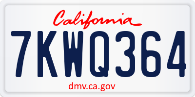 CA license plate 7KWQ364