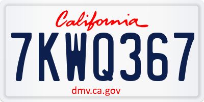 CA license plate 7KWQ367