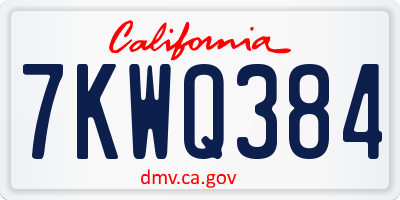 CA license plate 7KWQ384