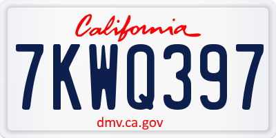 CA license plate 7KWQ397