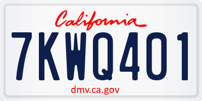 CA license plate 7KWQ401