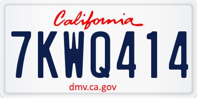 CA license plate 7KWQ414